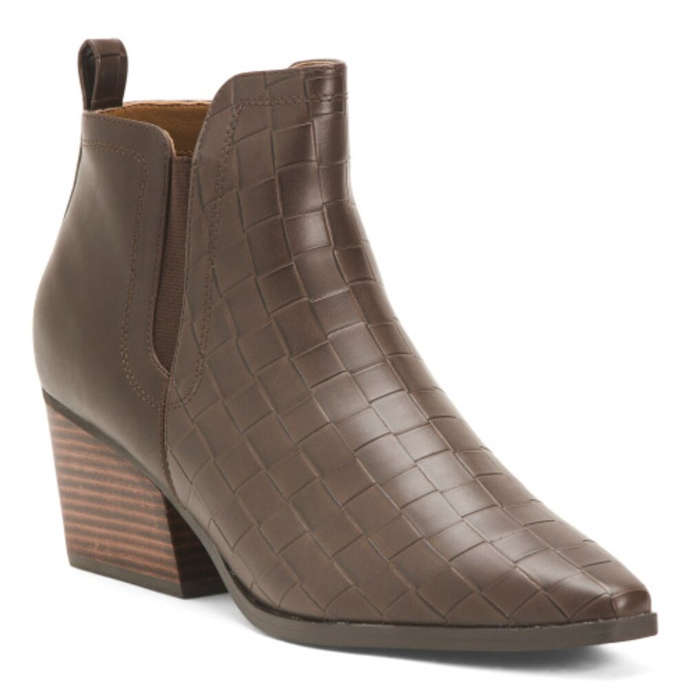 Dark Brown Cameon Croco Booties
